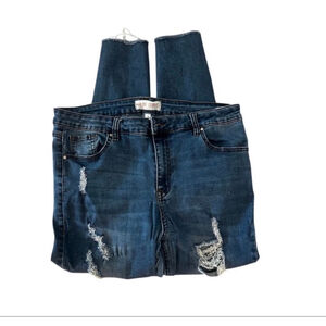 Haute Curve Blue Distressed Skinny Jeans Size 18